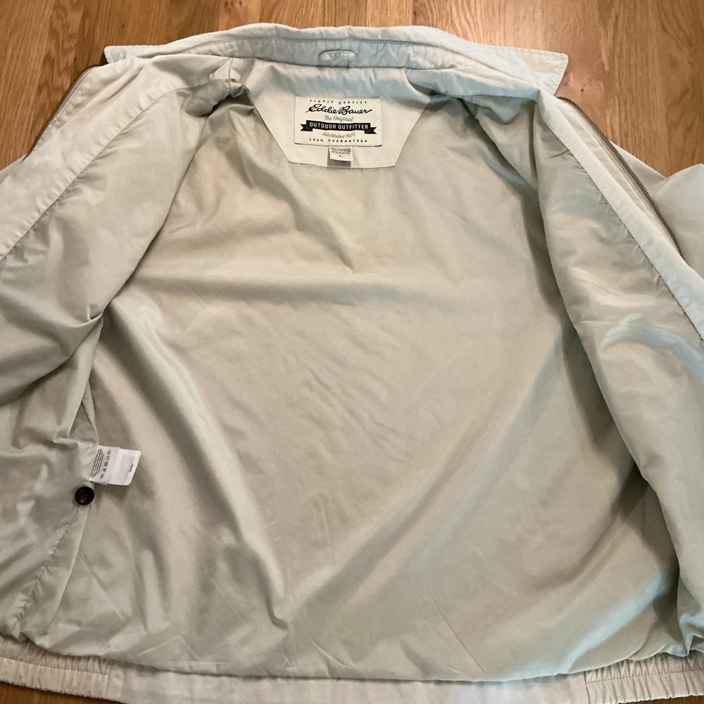 Vintage Eddie Bauer Harrington Jacket Mens L Beige Cotton Korea 90s Swing Top - Picture 6 of 12